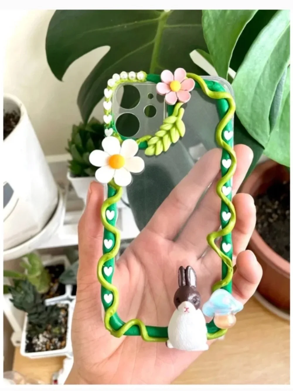 iPhone12mini Baroque Butterfly and rabbit Phone Case, Handmade